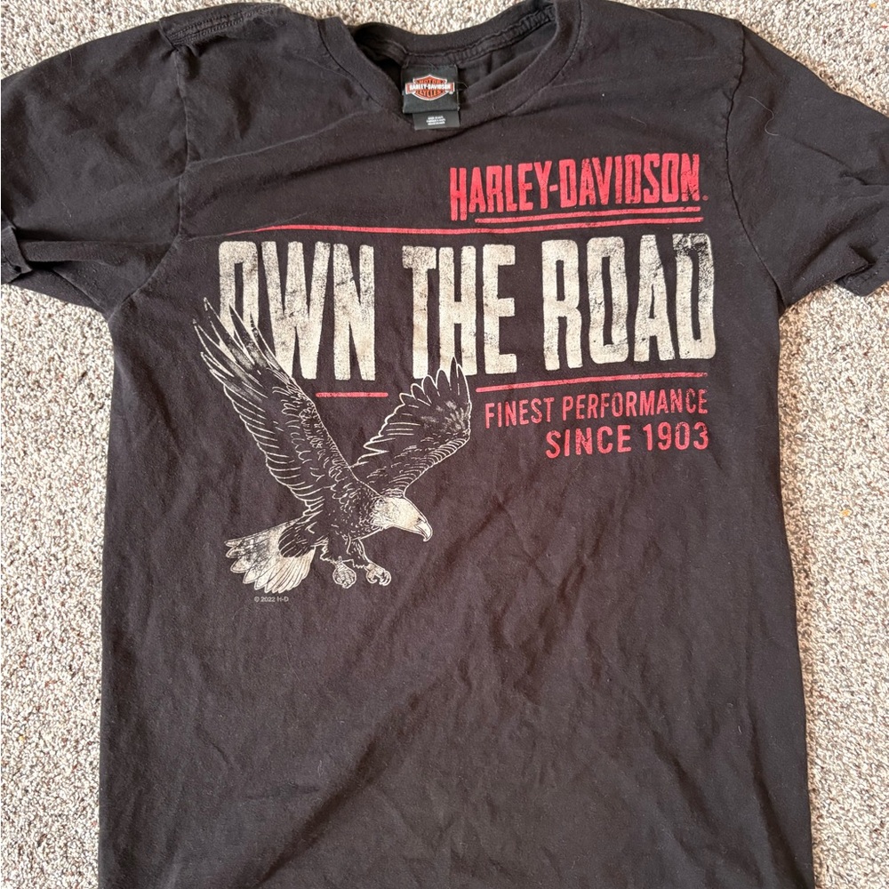 Harley-Davidson Black and Red 'Own The Road' Tee
